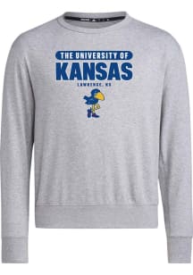 Adidas Kansas Jayhawks Mens Grey New Semester Long Sleeve Crew Sweatshirt
