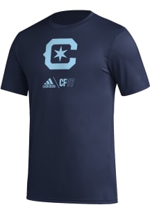 Adidas Chicago Fire Navy Blue Pregame Club Icon Short Sleeve T Shirt