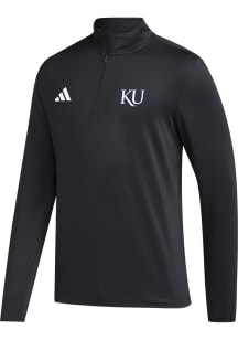 Adidas Kansas Jayhawks Mens Black Golf Long Sleeve 1/4 Zip Pullover