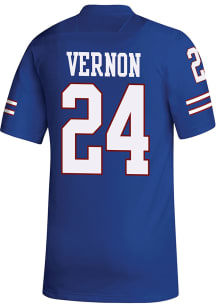 Reis Vernon  Adidas Kansas Jayhawks Blue Replica Name And Number Football Jersey