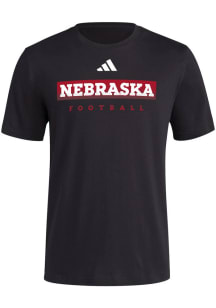 Adidas Nebraska Cornhuskers Black Locker Practice Football Short Sleeve T Shirt