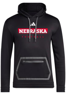 Adidas Nebraska Cornhuskers Mens Black Locker Practice Football Long Sleeve Hoodie