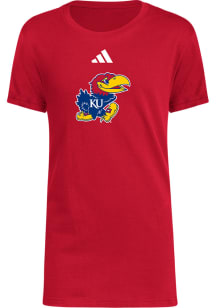 Adidas Kansas Jayhawks Youth Red Locker Logo Short Sleeve T-Shirt
