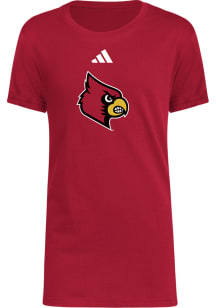 Adidas Louisville Cardinals Youth Red Locker Logo Short Sleeve T-Shirt