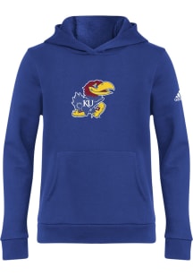 Adidas Kansas Jayhawks Youth Blue Locker Logo Long Sleeve Hoodie