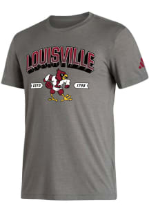Adidas Louisville Cardinals Grey Locker Mighty Mascot Short Sleeve Fashion T Shirt