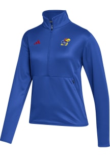 Adidas KU Jayhawks Womens Blue Sideline 1/4 Zip Pullover