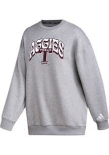 Adidas Texas A&amp;M Aggies Womens Grey Lounge Crew Sweatshirt