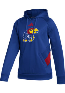 Adidas Kansas Jayhawks Womens Blue Sideline Hooded Sweatshirt
