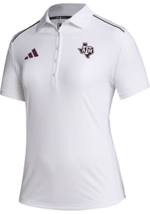 Adidas Texas A&amp;M Aggies Womens White Sideline Short Sleeve Polo Shirt