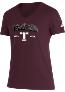 Adidas Texas A&amp;M Aggies Womens Maroon Mighty Mascot Blend Short Sleeve T-Shirt