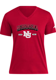 Adidas Nebraska Cornhuskers Womens Red Mighty Mascot Blend Short Sleeve T-Shirt