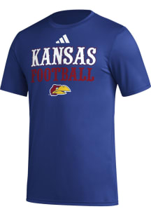 Adidas Kansas Jayhawks Blue Pregame Football Strategy Short Sleeve T Shirt