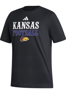 Adidas Kansas Jayhawks Black Fresh Football Strategy Short Sleeve T Shirt