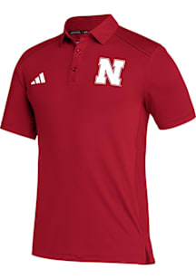 Mens Nebraska Cornhuskers Red Adidas 100 Year Short Sleeve Polo Shirt