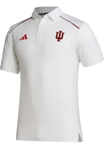 Mens Indiana Hoosiers White Adidas Primary Logo Short Sleeve Polo Shirt