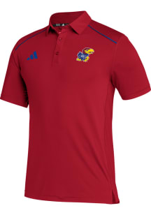 Adidas Kansas Jayhawks Mens Red Primary Logo Short Sleeve Polo