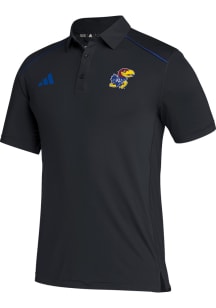 Adidas Kansas Jayhawks Mens Black Primary Logo Short Sleeve Polo