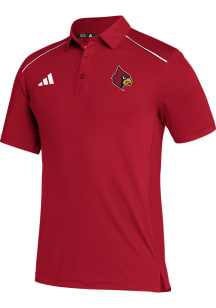 Adidas Louisville Cardinals Mens Red Primary Logo Short Sleeve Polo