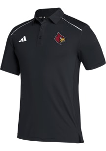 Adidas Louisville Cardinals Mens Black Primary Logo Short Sleeve Polo