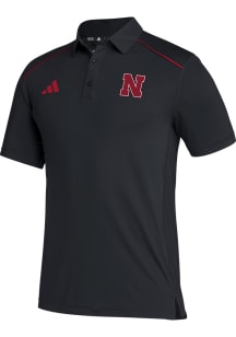 Adidas Nebraska Cornhuskers Mens Black Primary Logo Short Sleeve Polo