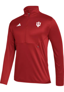 Adidas Indiana Hoosiers Mens Crimson Primary Logo Knit Long Sleeve 1/4 Zip Pullover