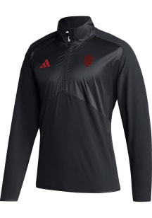 Adidas Indiana Hoosiers Mens Black Primary Logo Woven Long Sleeve 1/4 Zip Pullover