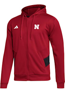 Adidas Nebraska Cornhuskers Mens Red Travel Knit Long Sleeve Zip