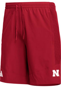 Mens Nebraska Cornhuskers Red Adidas Woven Shorts