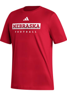 Adidas Nebraska Cornhuskers Red Locker Practice Football Short Sleeve T Shirt