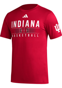 Indiana Hoosiers Red Adidas Practice Emblem Basketball Short Sleeve T Shirt