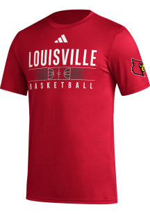 Adidas Louisville Cardinals Red Practice Emblem Basketball Short Sleeve T Shirt