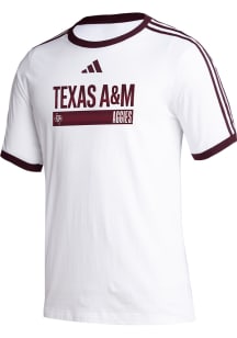 Adidas Texas A&amp;M Aggies White Fashion Striped Sleeve Short Sleeve Fashion T Shirt