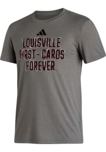 Adidas Louisville Cardinals Grey Pregame Short Sleeve T Shirt