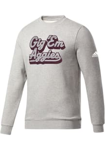 Adidas Texas A&amp;M Aggies Mens Grey Mister Motto Long Sleeve Crew Sweatshirt