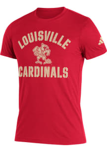 Adidas Louisville Cardinals Red Number 2 Stencil Short Sleeve T Shirt
