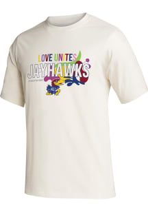 Adidas Kansas Jayhawks White Graphic Rich Mnisi Pride Short Sleeve Fashion T Shirt