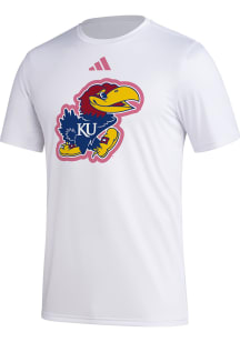 Adidas Kansas Jayhawks White Pregame BHA Short Sleeve T Shirt