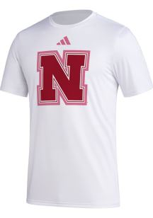 Adidas Nebraska Cornhuskers White Pregame BHA Short Sleeve T Shirt