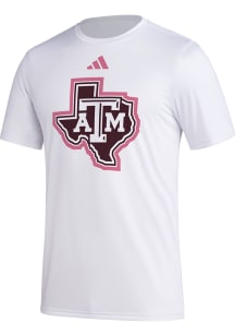 Adidas Texas A&amp;M Aggies White Pregame BHA Short Sleeve T Shirt
