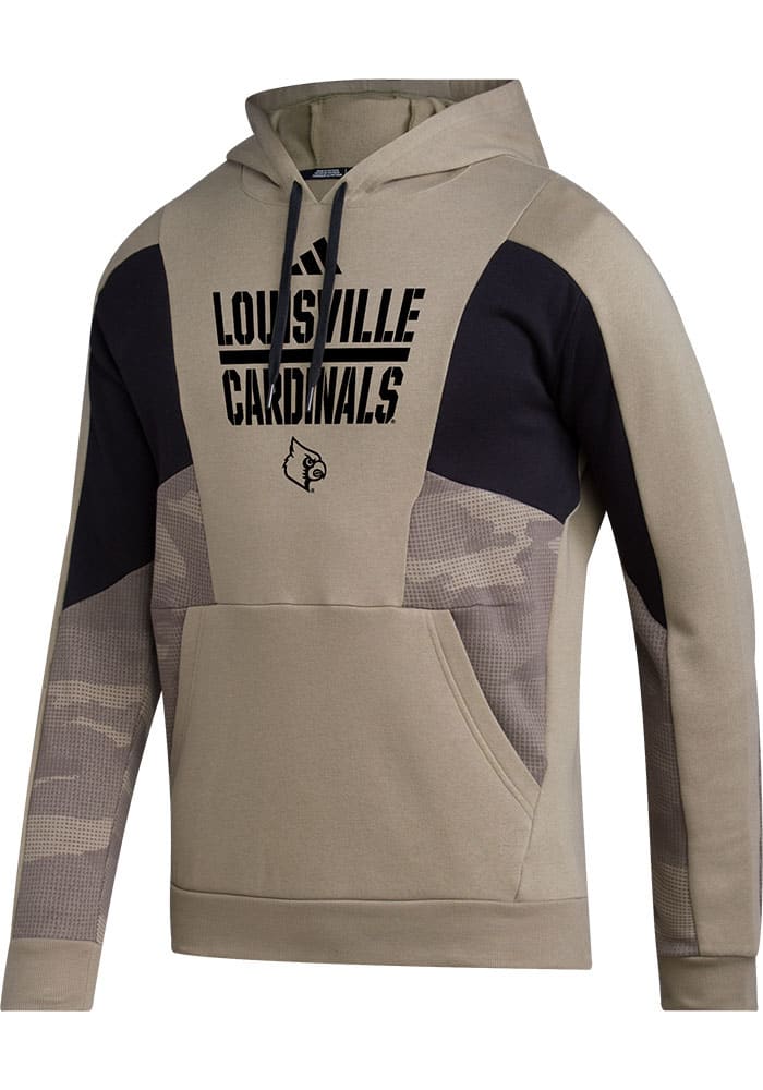 Adidas Indy (Adidas) Adidas Louisville Cardinals Olive Salute to Service Long Sleeve Hoodie, Olive, 70% COTTON/30% POLYESTER, Size M, Rally House