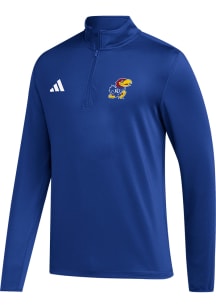 Adidas Kansas Jayhawks Mens Blue Coaches Long Sleeve 1/4 Zip Pullover