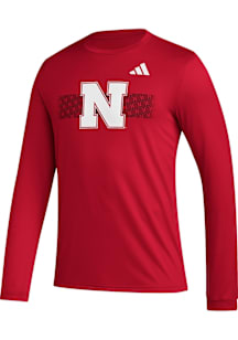 Adidas Nebraska Cornhuskers Red Locker Pattern Fade Stripe Long Sleeve T-Shirt