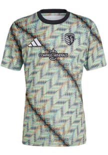 Adidas Sporting Kansas City Mens Green Hispanic Celebration Pre-match Jersey