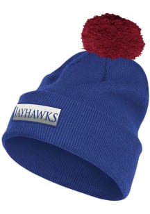 Adidas Kansas Jayhawks Blue Cuffed Pom Mens Knit Hat