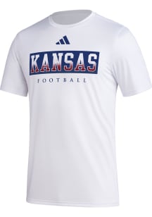Adidas Kansas Jayhawks White Locker Practice Football Short Sleeve T Shirt