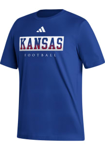 Adidas Kansas Jayhawks Blue Locker Practice Football Short Sleeve T Shirt