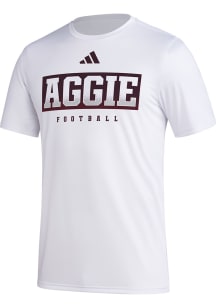 Adidas Texas A&amp;M Aggies White Locker Practice Football Short Sleeve T Shirt