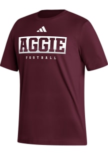 Adidas Texas A&amp;M Aggies Maroon Locker Practice Football Short Sleeve T Shirt