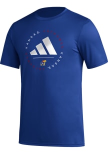 Adidas Kansas Jayhawks Blue Locker Stripe Up Short Sleeve T Shirt